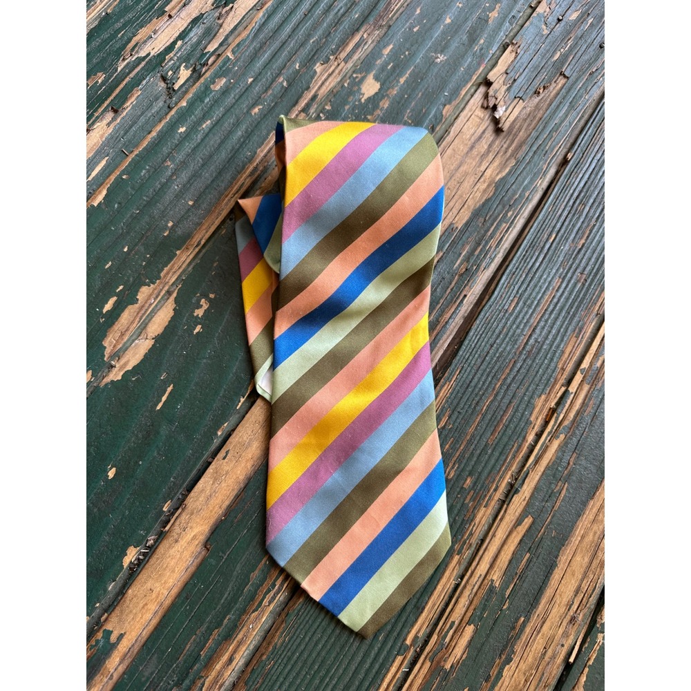 Puccini Collection Mens Multi Color Diagonal Stripe Silk Blend Necktie 4 Inch